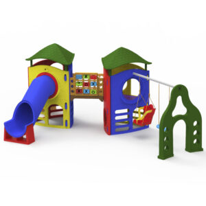 Playground Aventura Com Tubo II Com Jogo Da Velha, Balanço E Telhados – Nabre