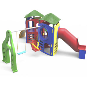 Playground Aventura Com Tubo II com Balanço Acessível e Tubo e Telhados – Nabre