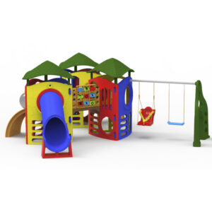 Playground Aventura com Tubo III Com Jogo Da Velha, Balanço com Telhados – Nabre