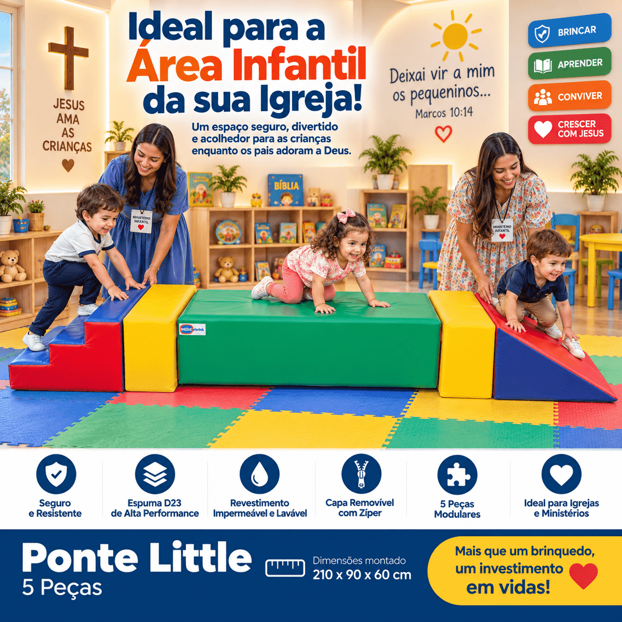 Playground Espumado Ponte Little com 5 peças - Master Brink - Imagem 5