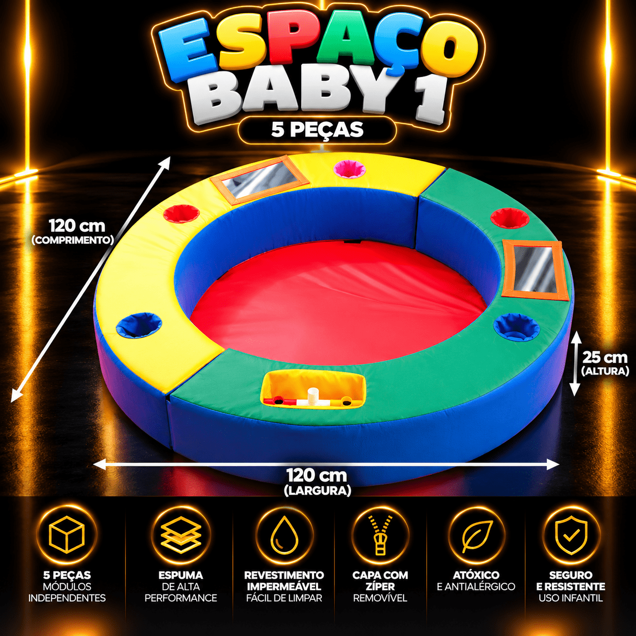 Playground Espaço Baby 1 Espumado com 3 peças - Master Brink - Imagem 2