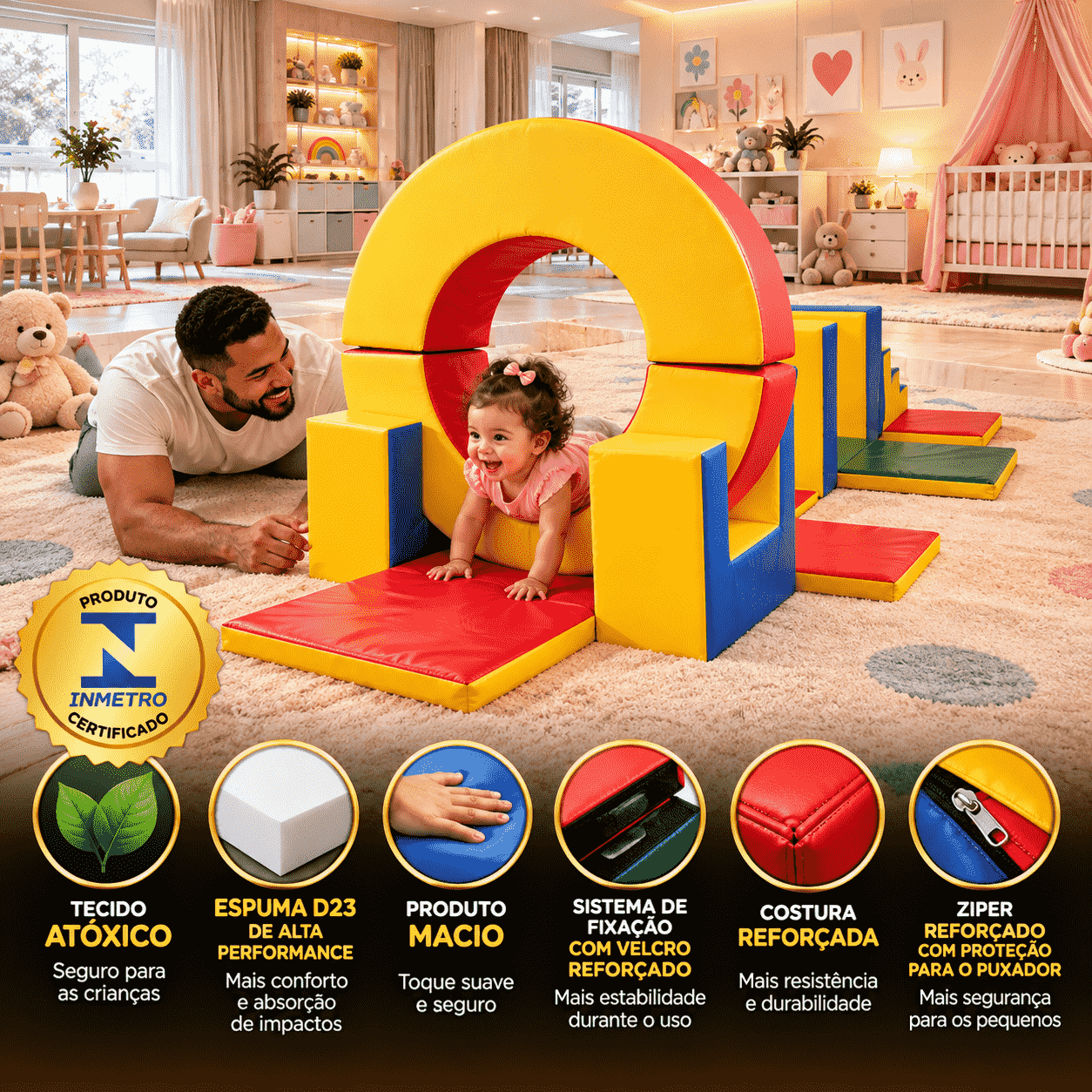 Playground Circuito Ginasta Espumado com 11 Peças - Master Brink - Imagem 5