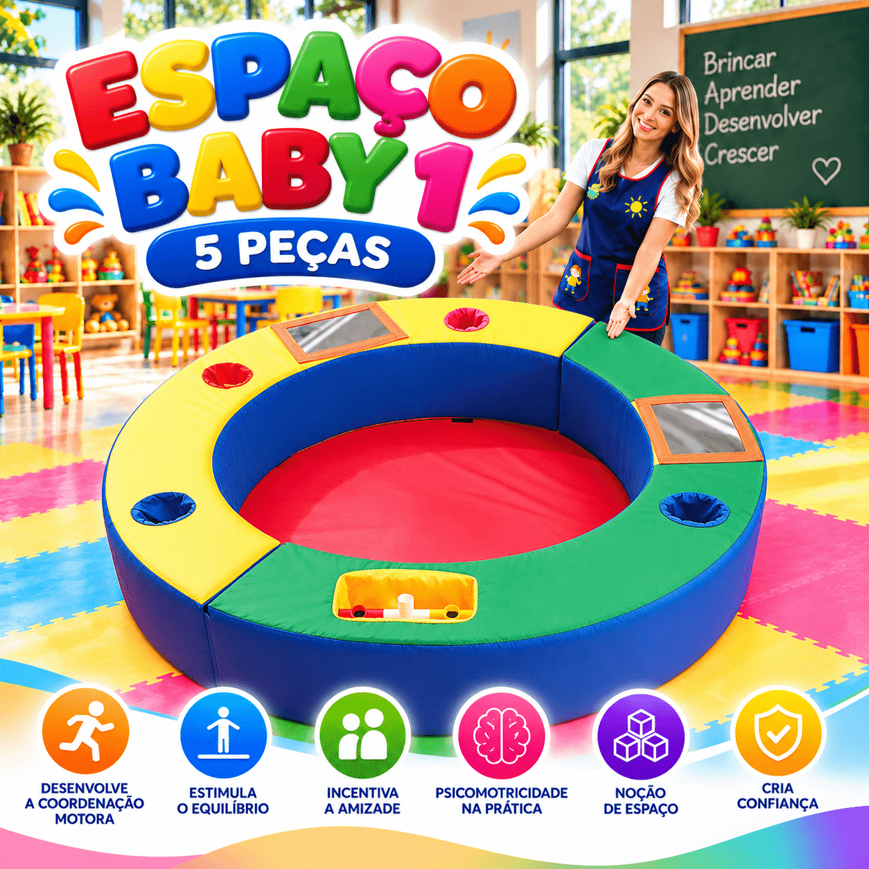 Playground Espaço Baby 1 Espumado com 3 peças - Master Brink - Imagem 5