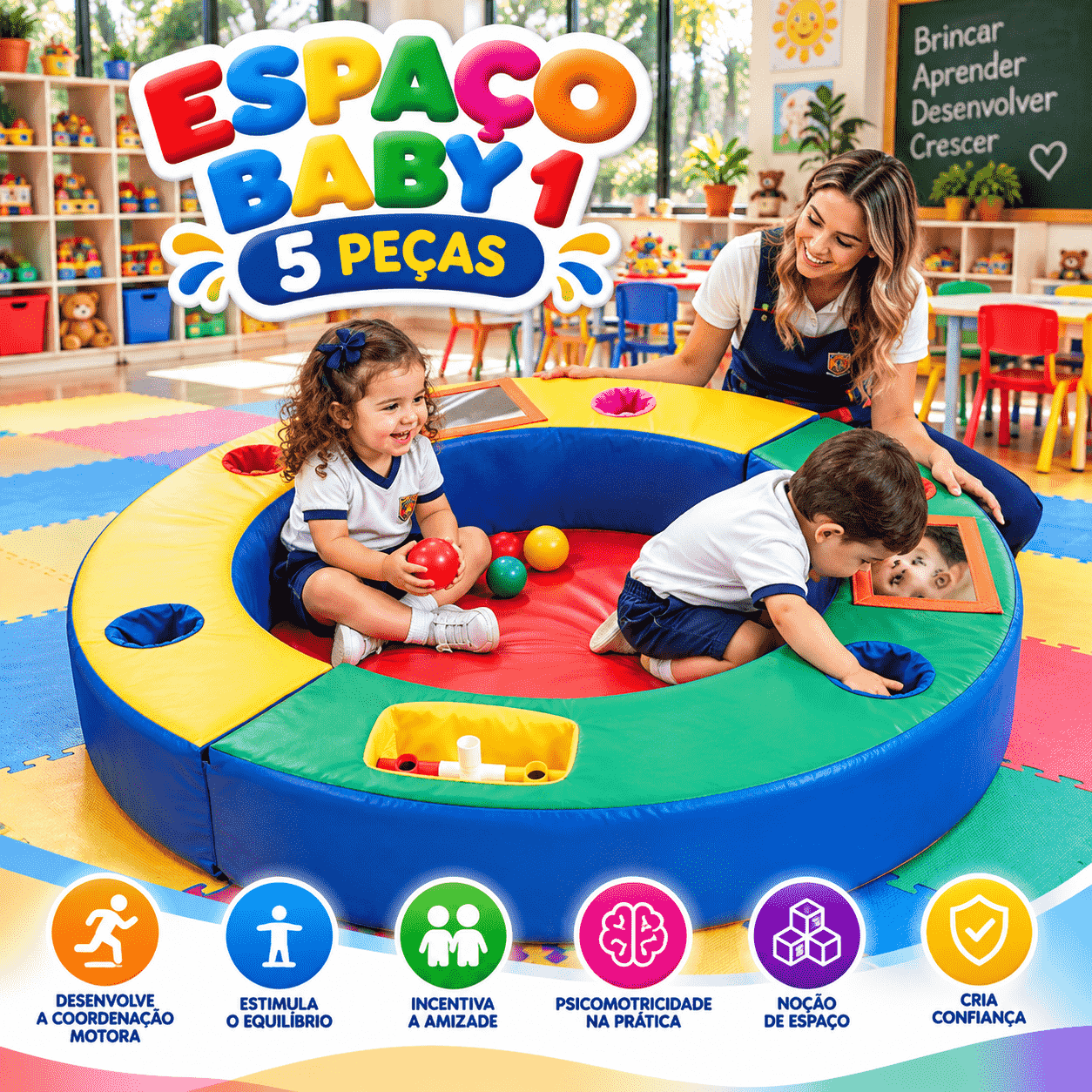 Playground Espaço Baby 1 Espumado com 3 peças - Master Brink - Imagem 3