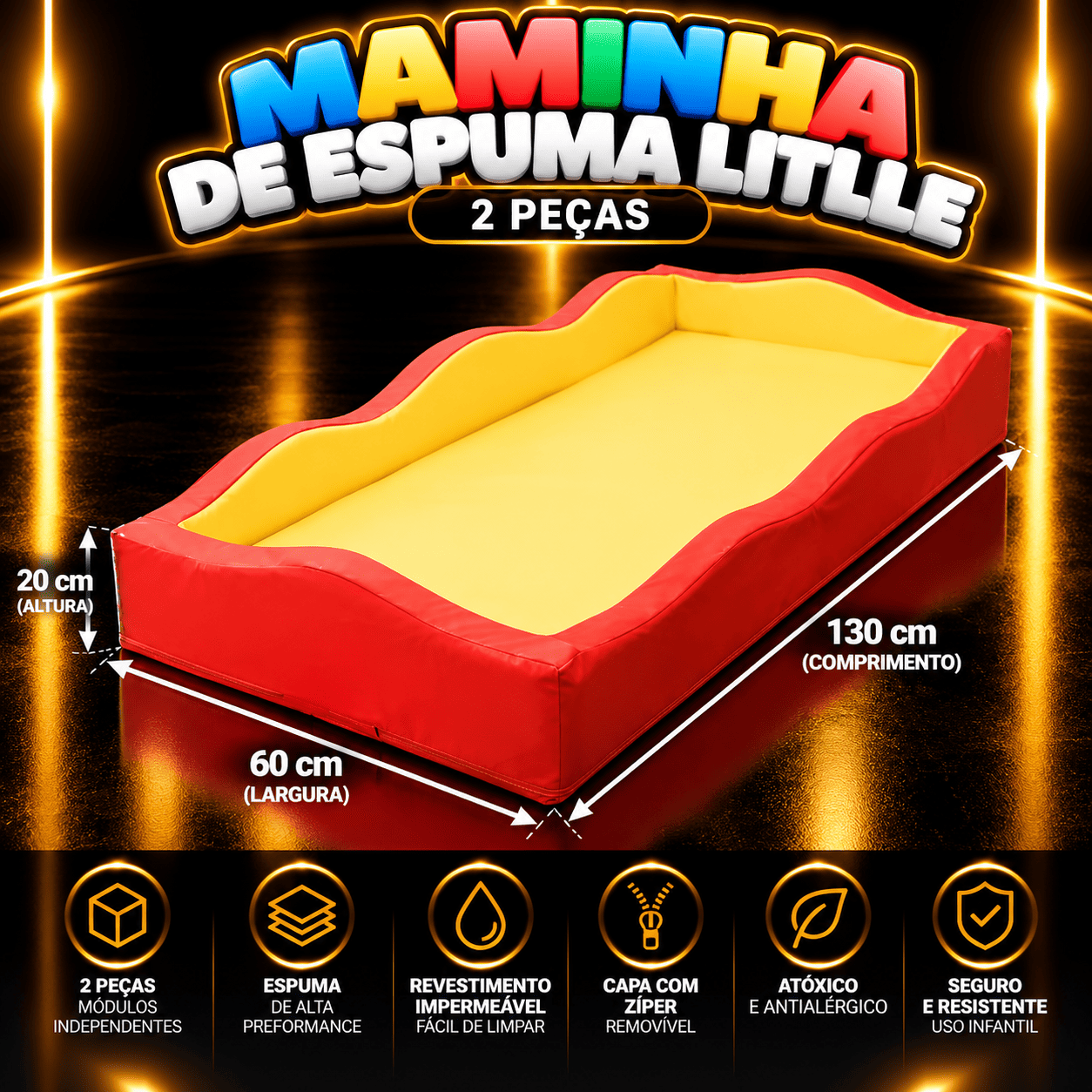 Caminha de Espuma Little 130 X 60 X 20cm - Master Brink - Imagem 2