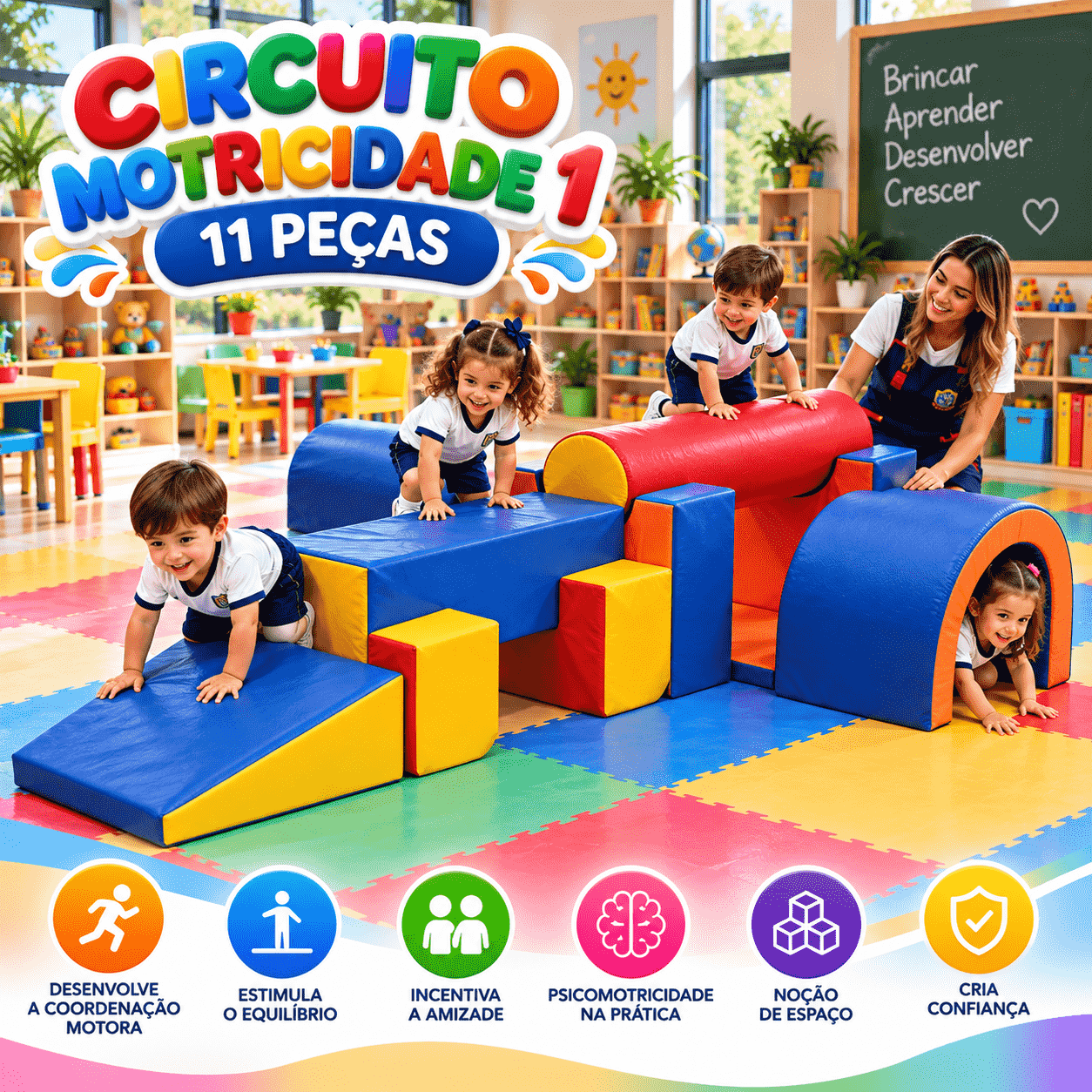 Playground Circuito Motricidade 1 Espumado com 11 peças - Master Brink - Imagem 4