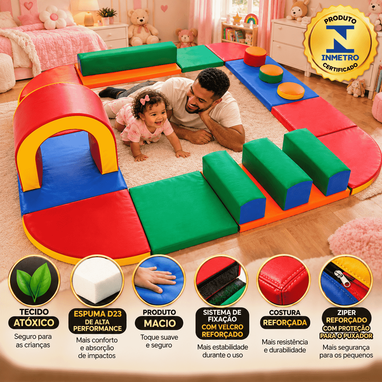 Playground Circuito Primeira Infância Espumado com 23 peças - Master Brink - Imagem 7