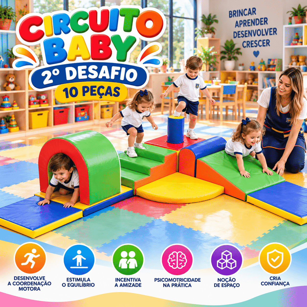 Playground Espumado Circuito Baby 2º Desafio com 10 peças - Master Brink - Imagem 3