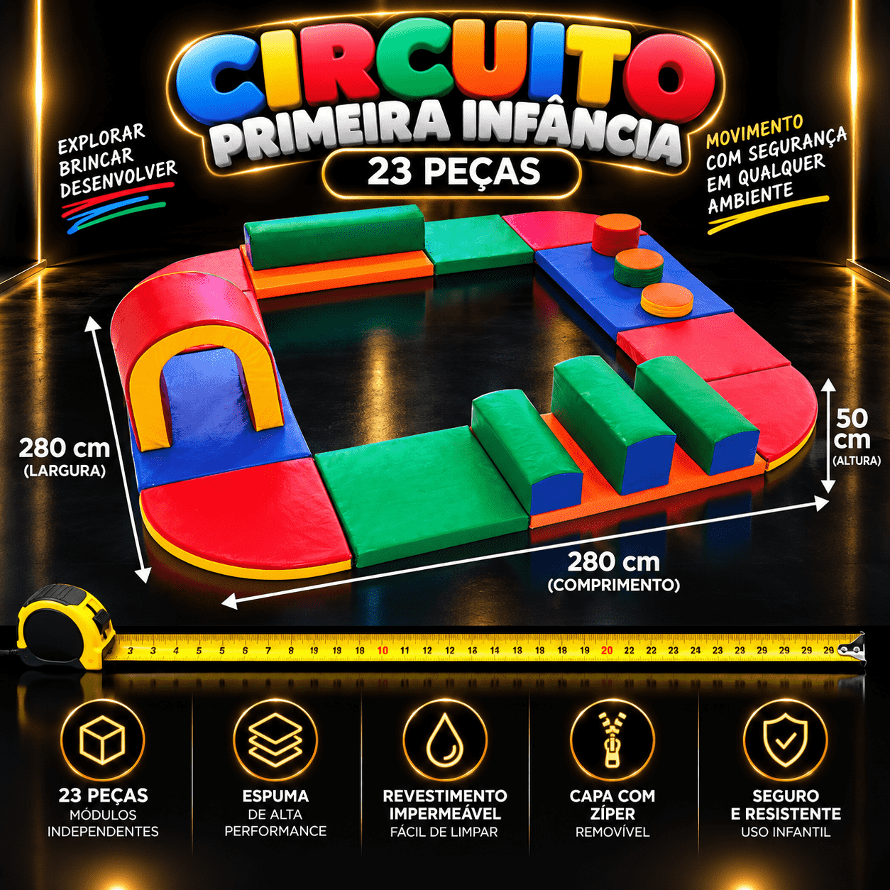 Playground Circuito Primeira Infância Espumado com 23 peças - Master Brink - Imagem 2
