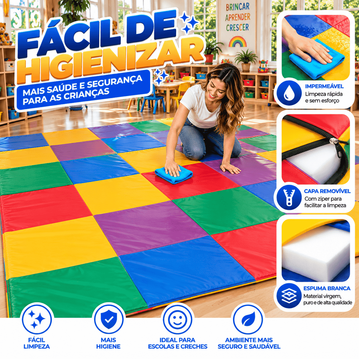 Tapete Multicolorido Espumado 200 x 200 cm - Master Brink - Imagem 8