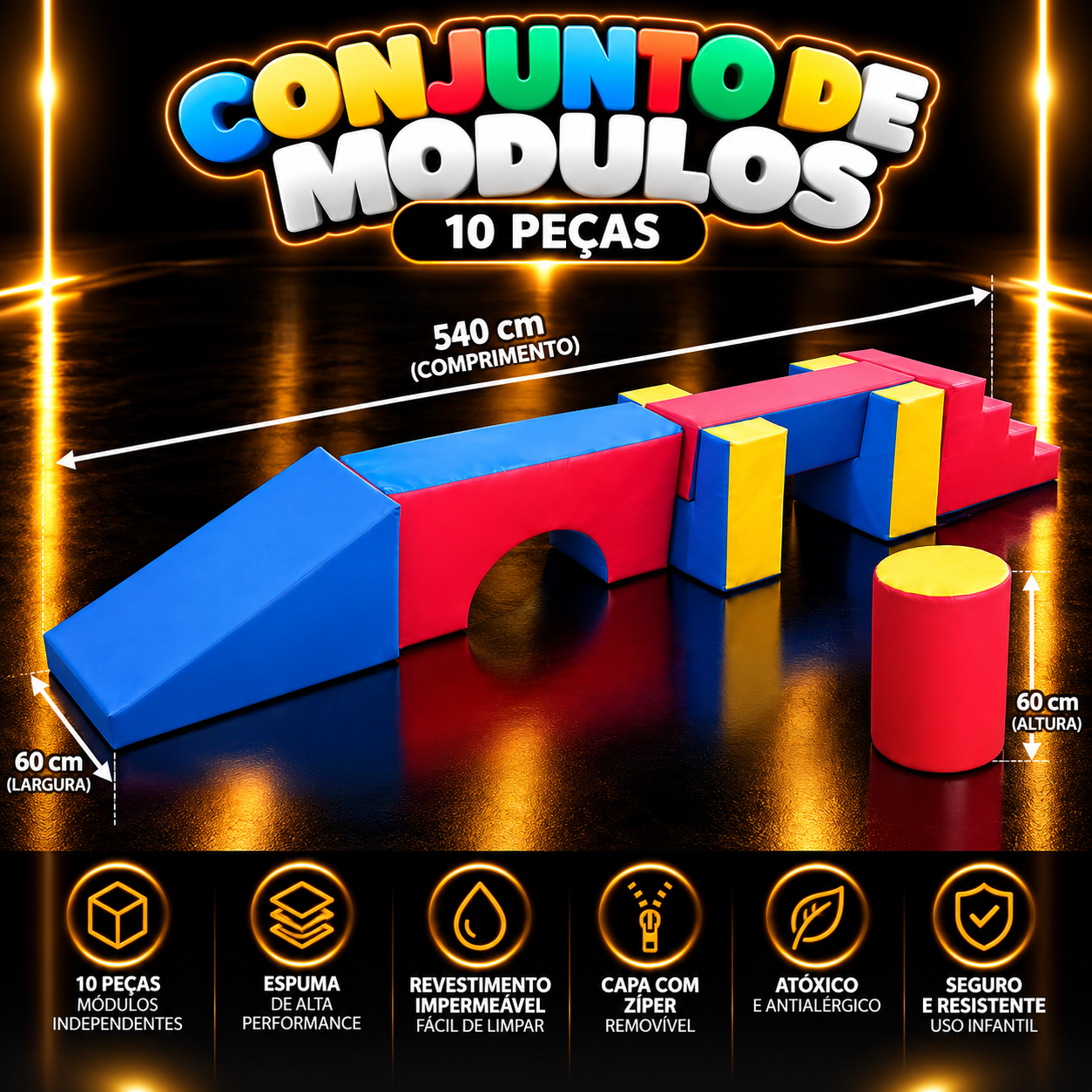 Playground Espumado Conjunto de Módulos com 10 peças - Master Brink - Imagem 2