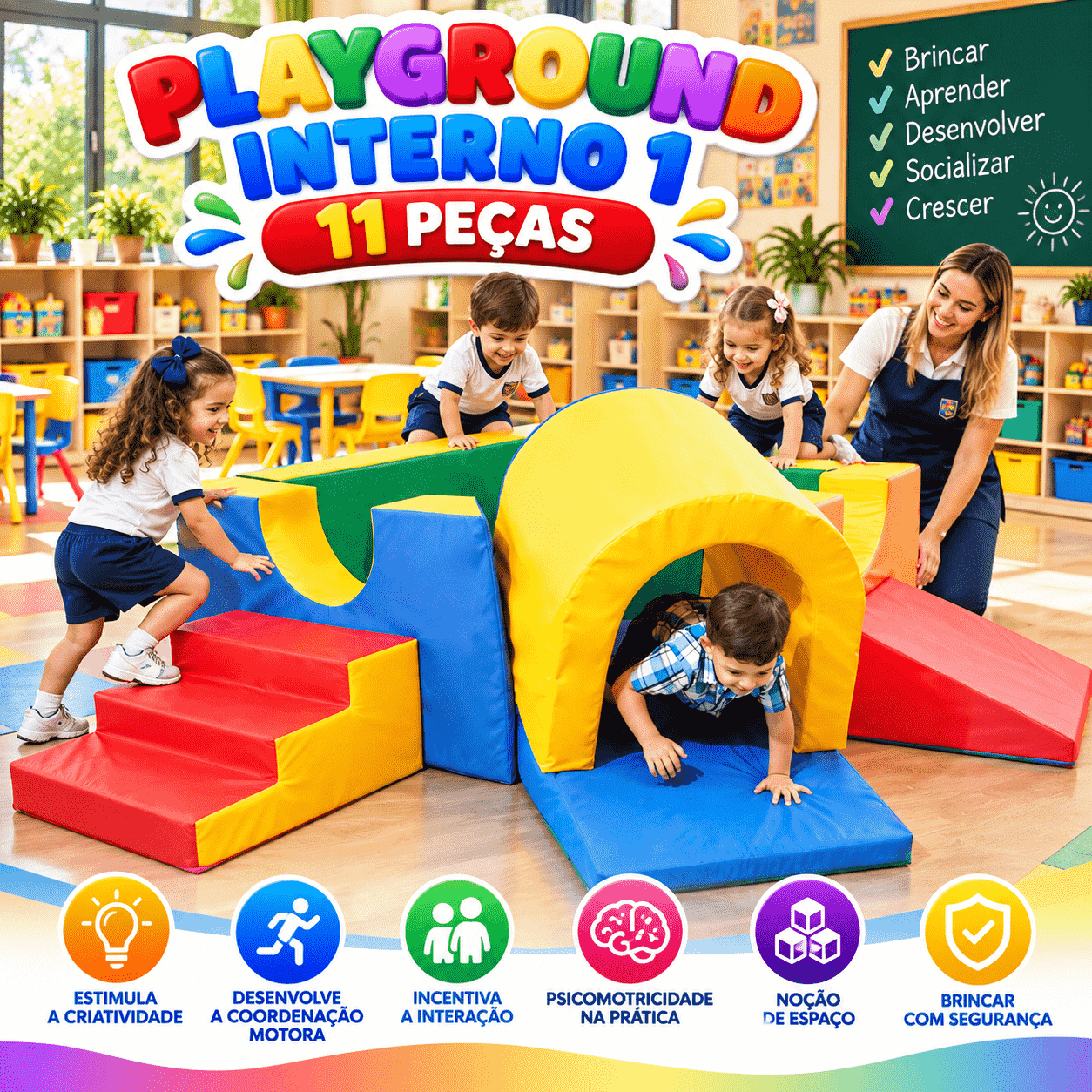 Playground Interno 1 Espumado com 11 peças - Master Brink - Imagem 4