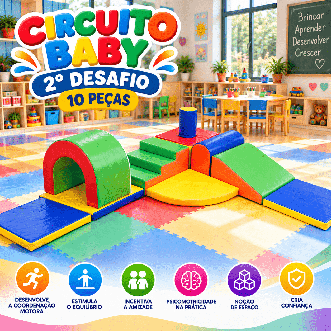 Playground Espumado Circuito Baby 2º Desafio com 10 peças - Master Brink - Imagem 4