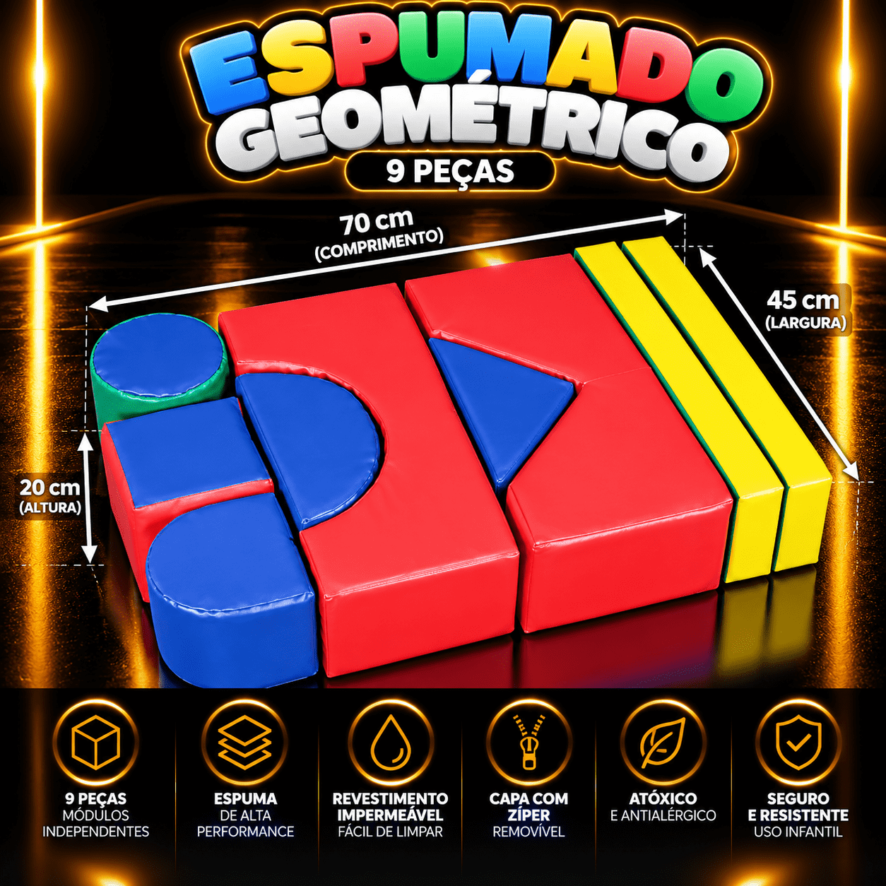 Conjunto Espumado Geométrico de 9 peças - Master Brink - Imagem 2