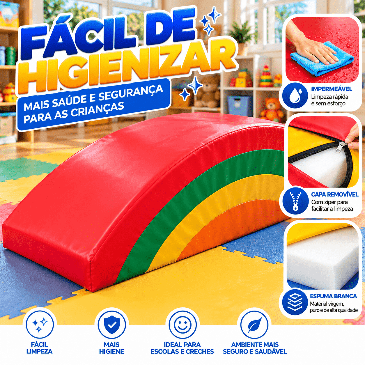 Playground Ponte Arco Íris Espumado com 10 peças - Master Brink - Imagem 7