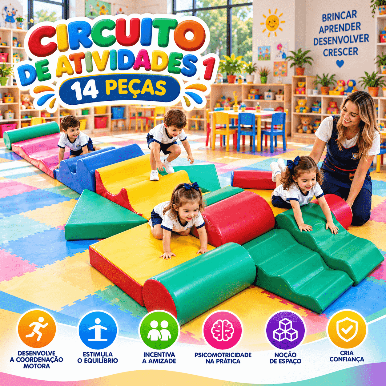 Playground Espumado Circuito de Atividades 1 com 14 peças - Master Brink - Imagem 3