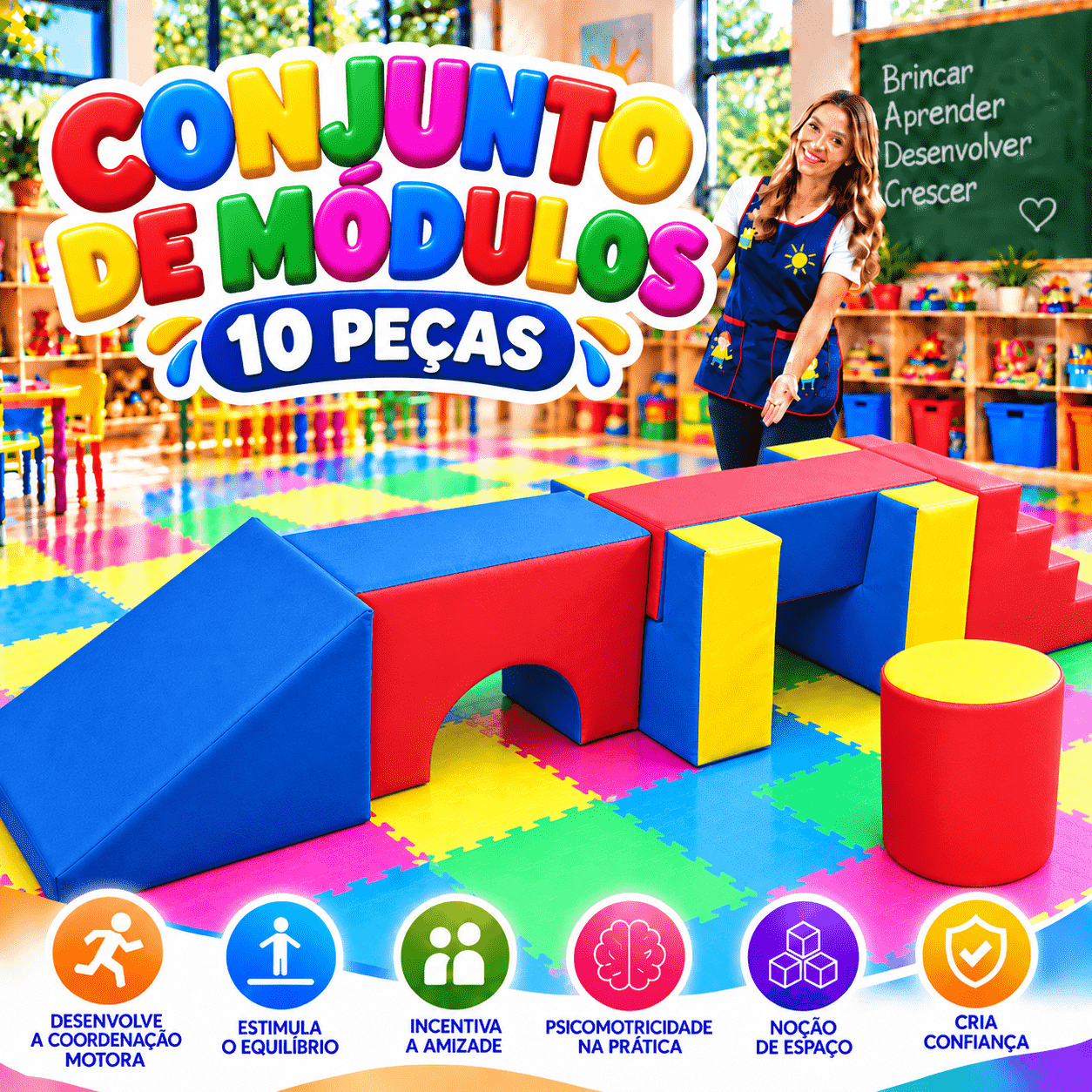 Playground Espumado Conjunto de Módulos com 10 peças - Master Brink - Imagem 5