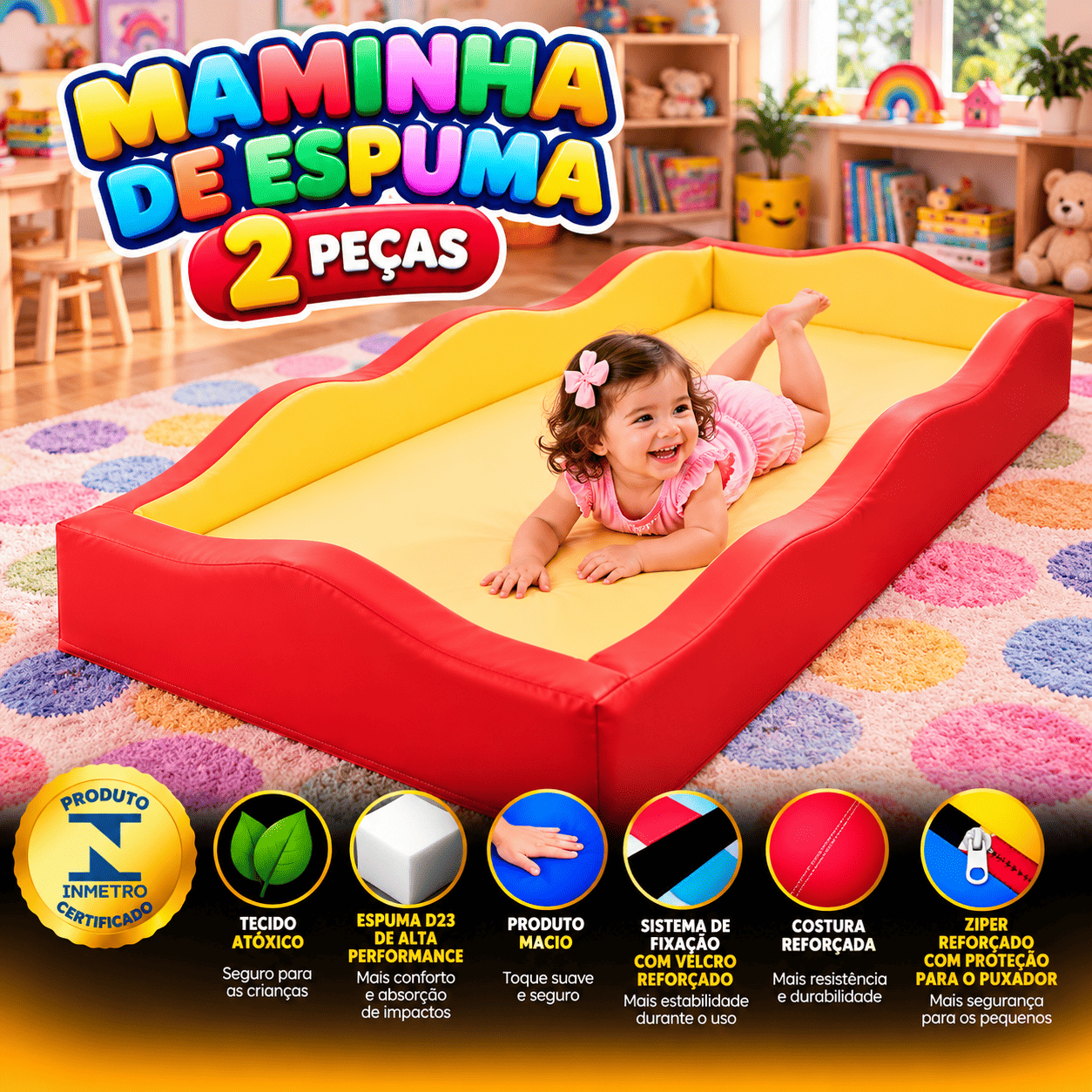 Caminha de Espuma Little 130 X 60 X 20cm - Master Brink - Imagem 5