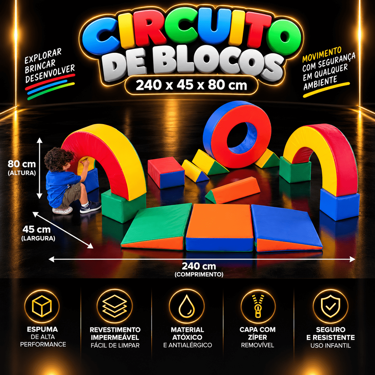 Playground Circuito de Blocos Espumado com 17 peças - Master Brink - Imagem 2