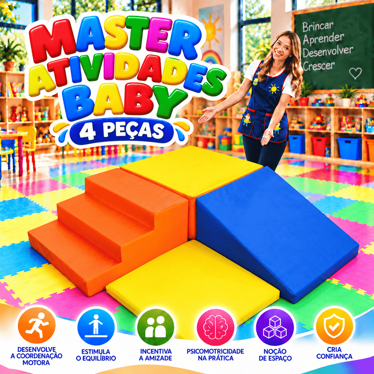 Playground Espumado Master Atividades Baby com 4 peças - Master Brink - Imagem 4