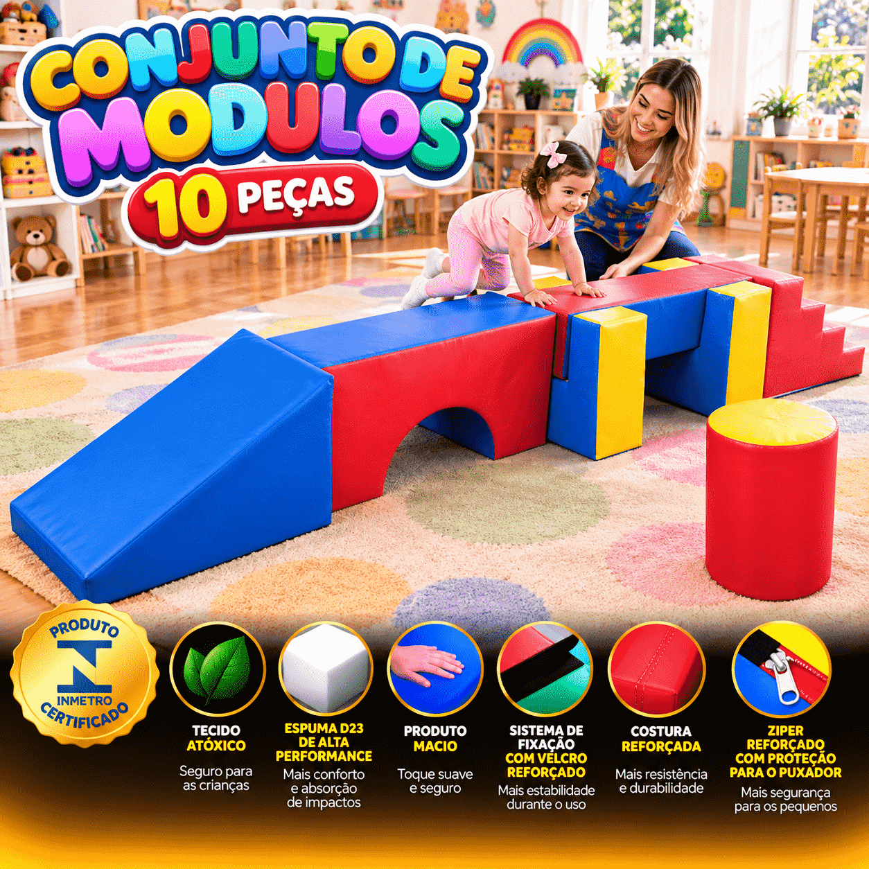 Playground Espumado Conjunto de Módulos com 10 peças - Master Brink - Imagem 7