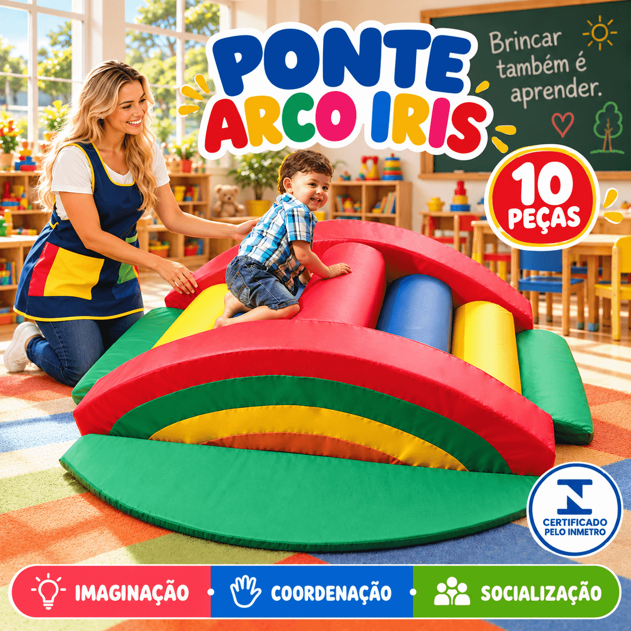 Playground Ponte Arco Íris Espumado com 10 peças - Master Brink - Imagem 3