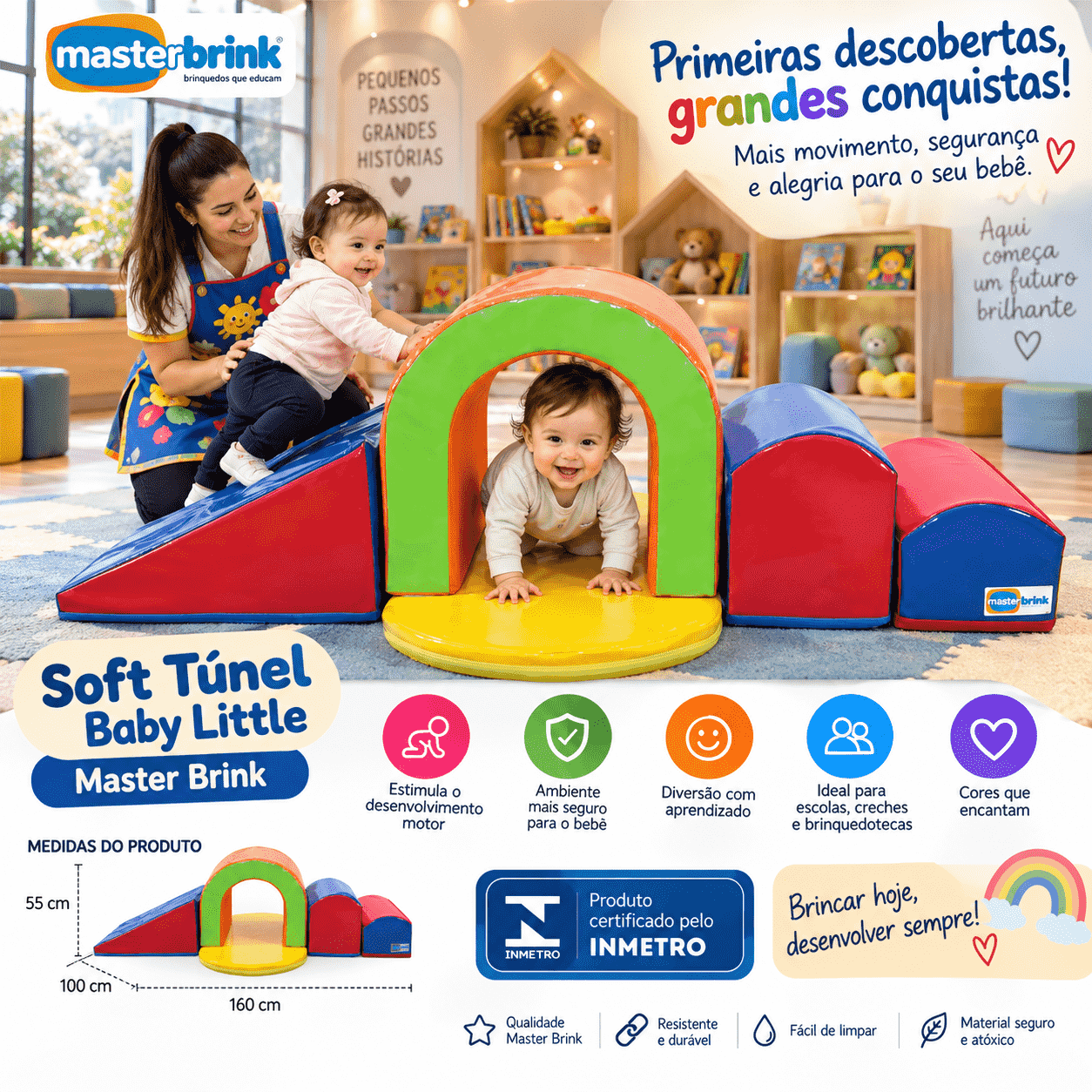Playground Espumado Soft Túnel Baby Little com 5 peças - Master Brink - Imagem 4