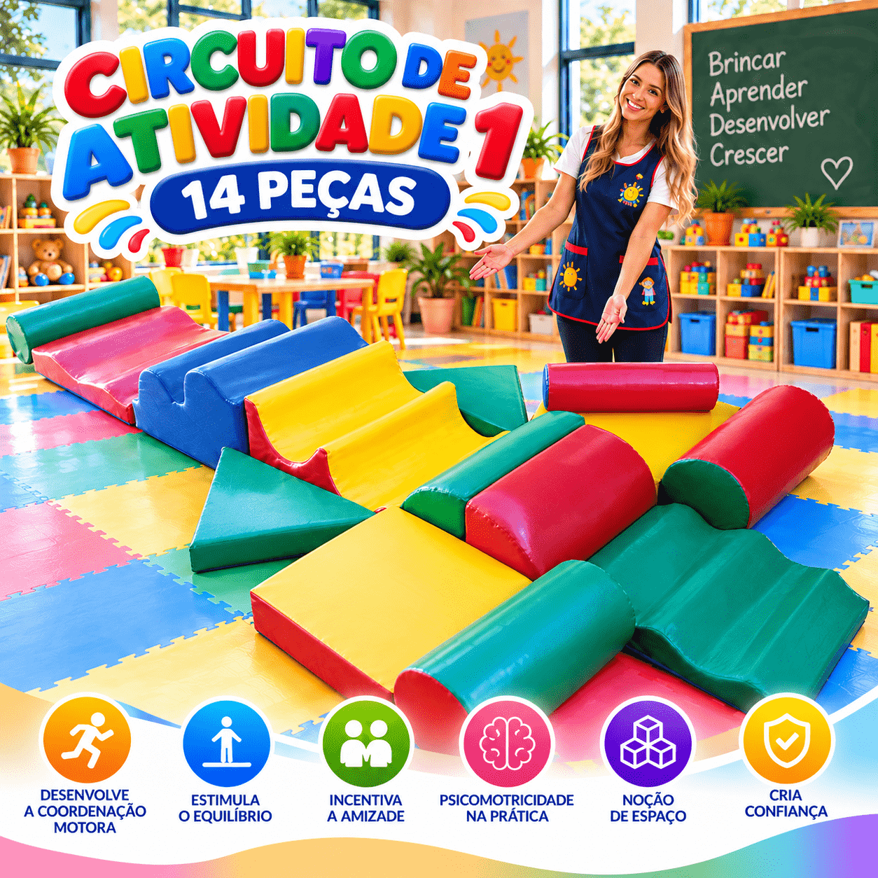 Playground Espumado Circuito de Atividades 1 com 14 peças - Master Brink - Imagem 5