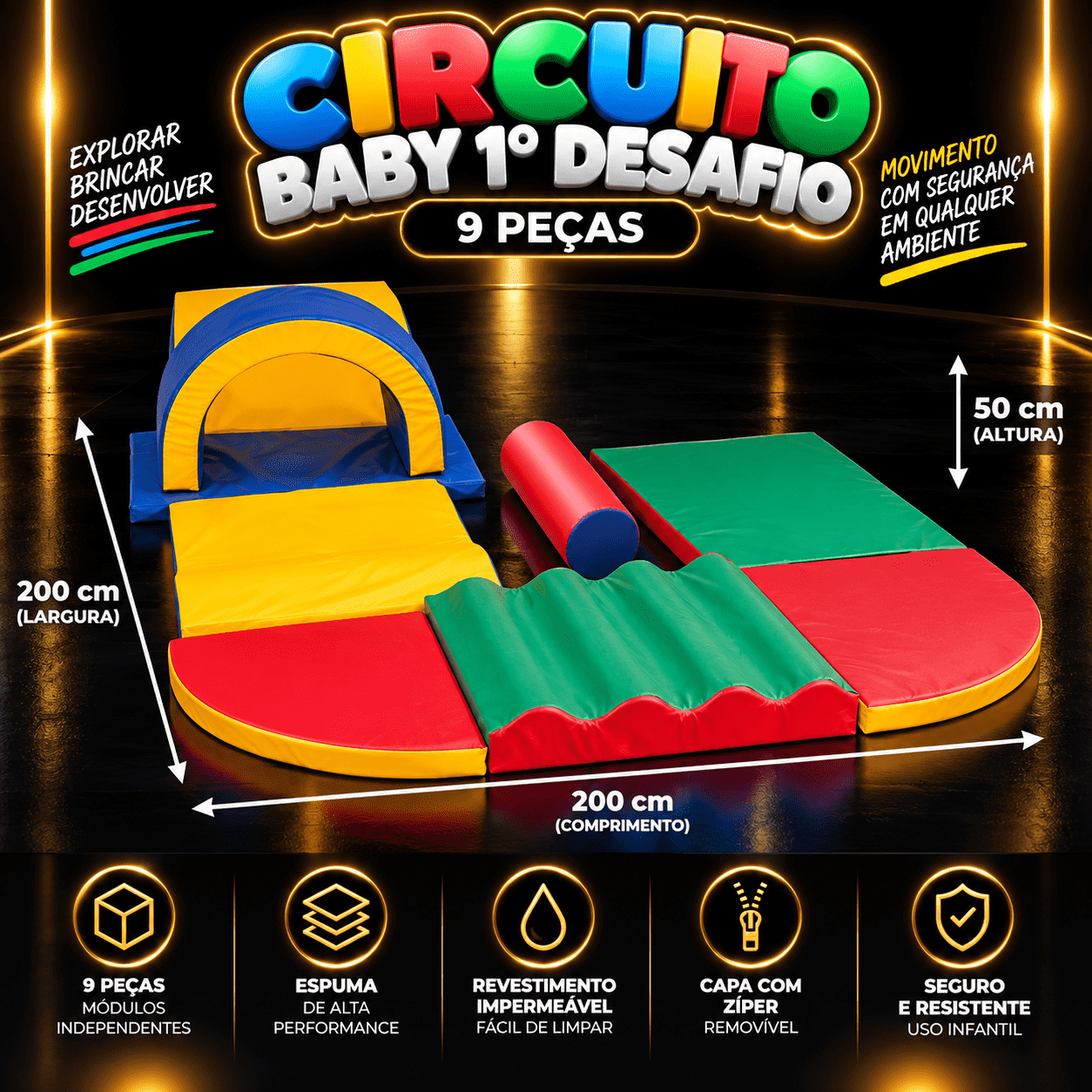 Playground Espumado Circuito Baby 1º Desafio com 9 peças - Master Brink - Imagem 2