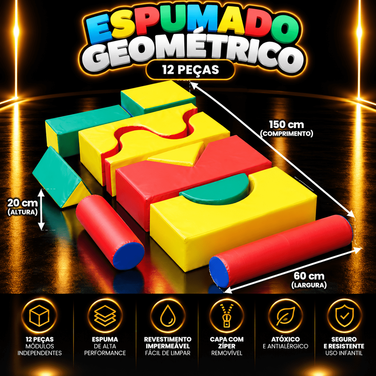 Conjunto Espumado Geométrico de 12 peças - Master Brink - Imagem 2