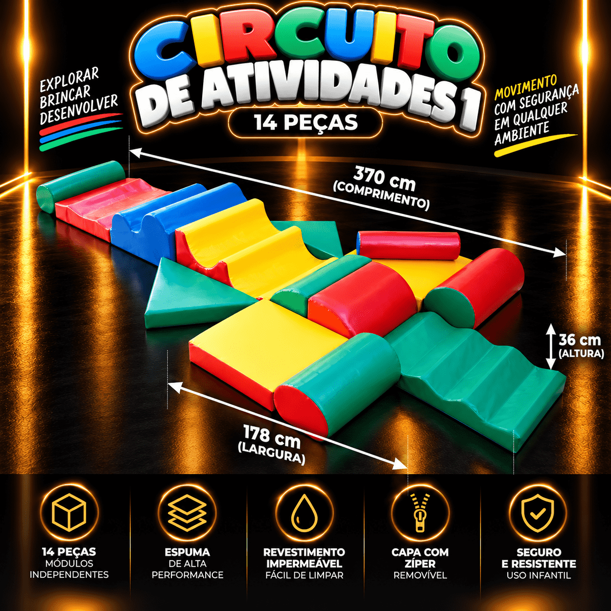 Playground Espumado Circuito de Atividades 1 com 14 peças - Master Brink - Imagem 2