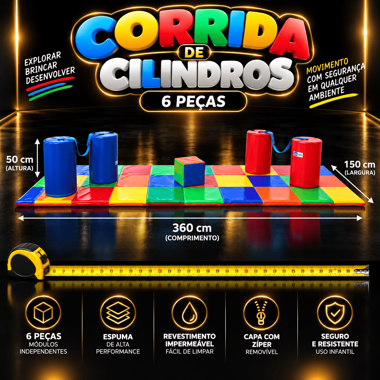 Playground Espumado Corrida de Cilindros com 6 peças - Master Brink - Imagem 2