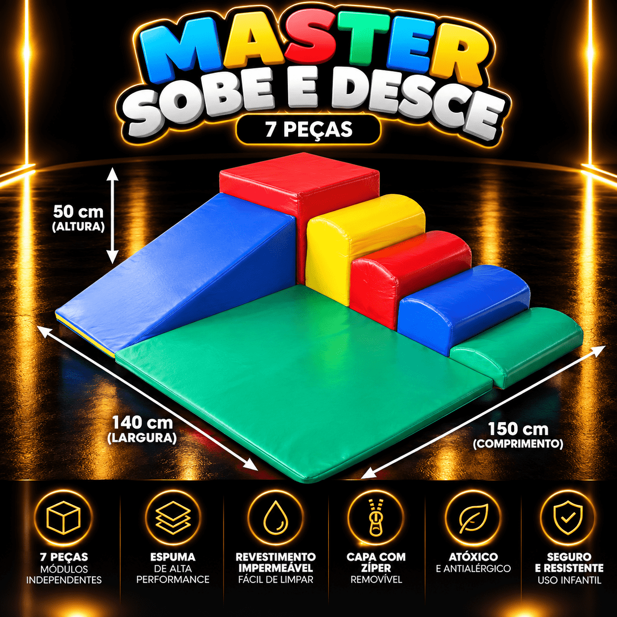 Playground Espumado Master Sobe e Desce com 7 peças - Master Brink - Imagem 2