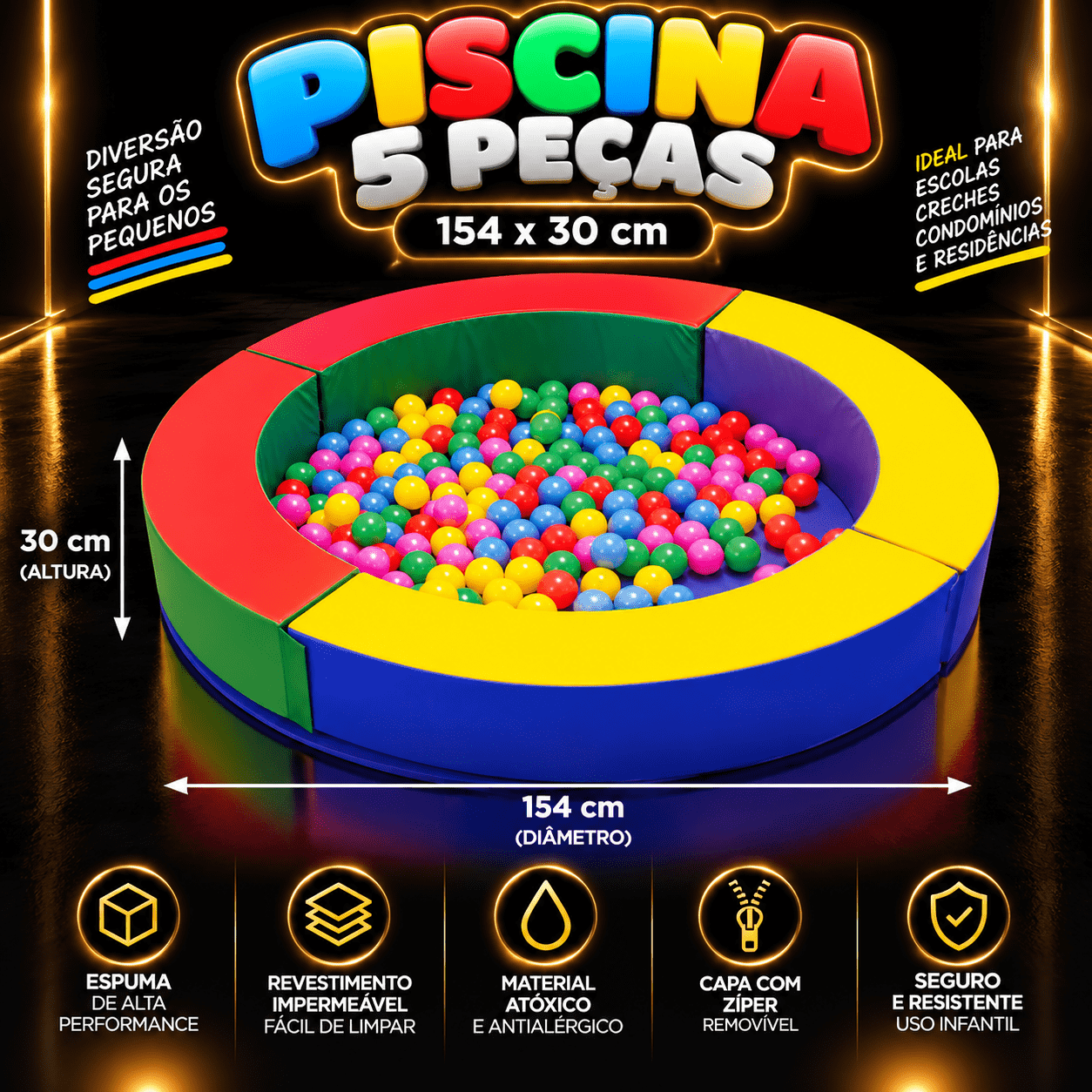 Piscina Circular Espumado com 5 Peças 150 x 150 x 30cm - Master Brink - Imagem 2