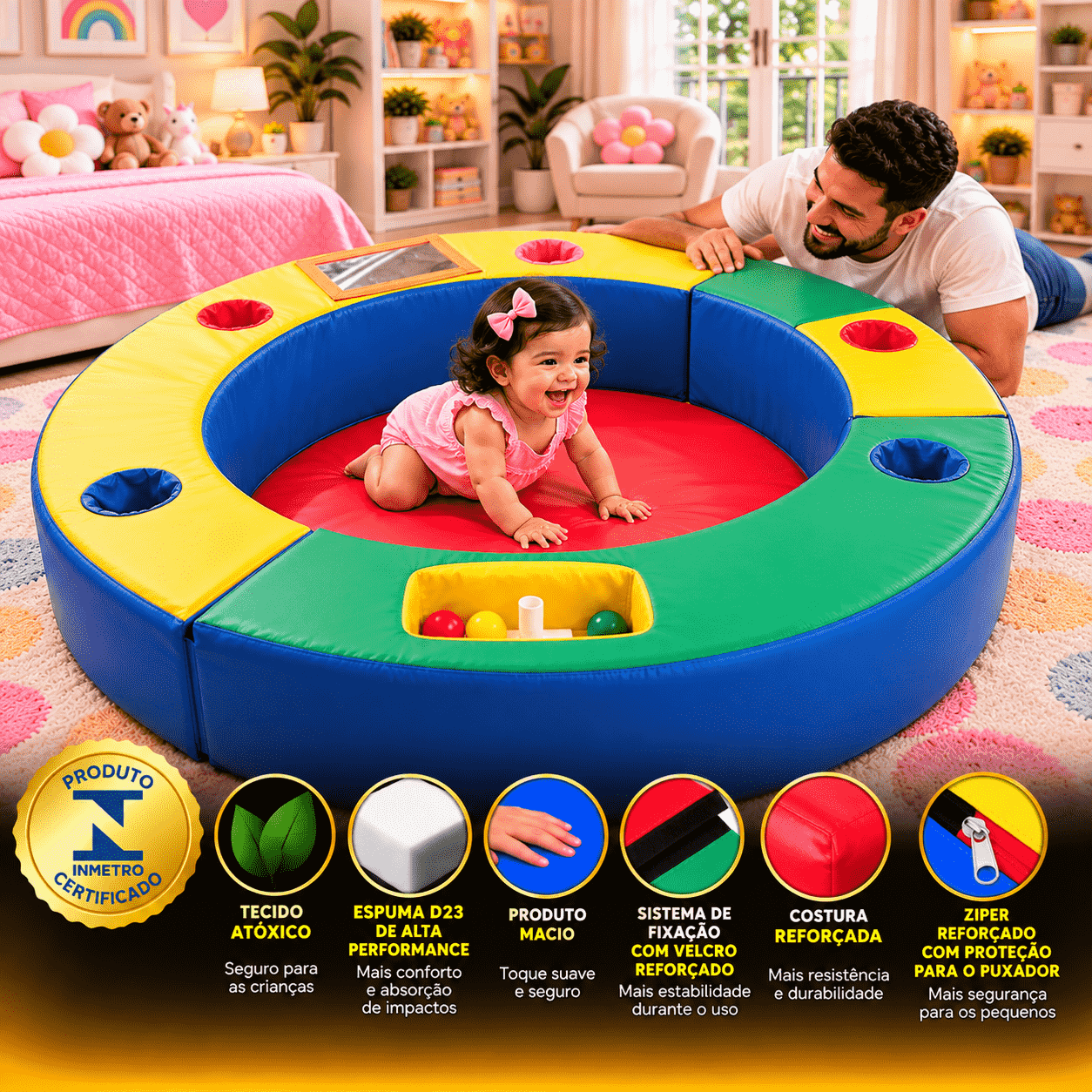 Playground Espaço Baby 1 Espumado com 3 peças - Master Brink - Imagem 7