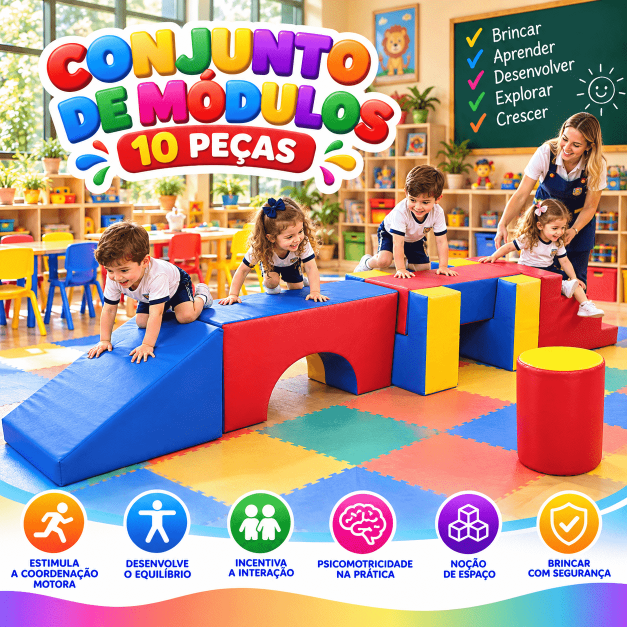 Playground Espumado Conjunto de Módulos com 10 peças - Master Brink - Imagem 3