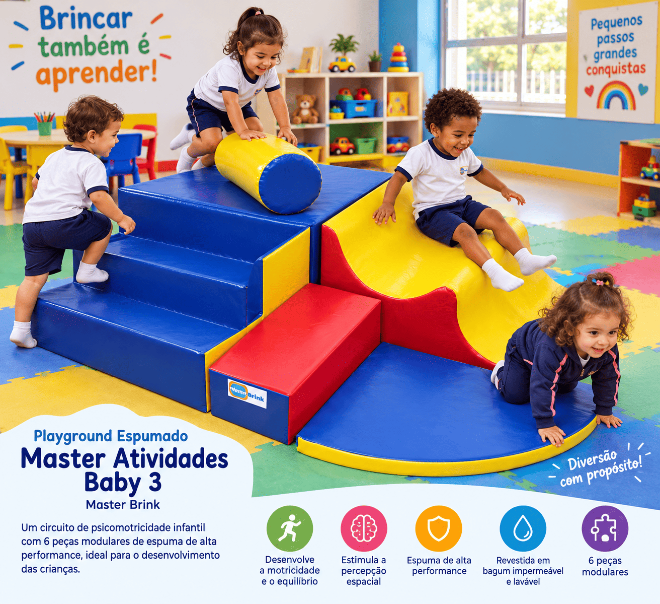 Playground Espumado Master Atividades Baby 3 com 6 peças - Master Brink - Imagem 3