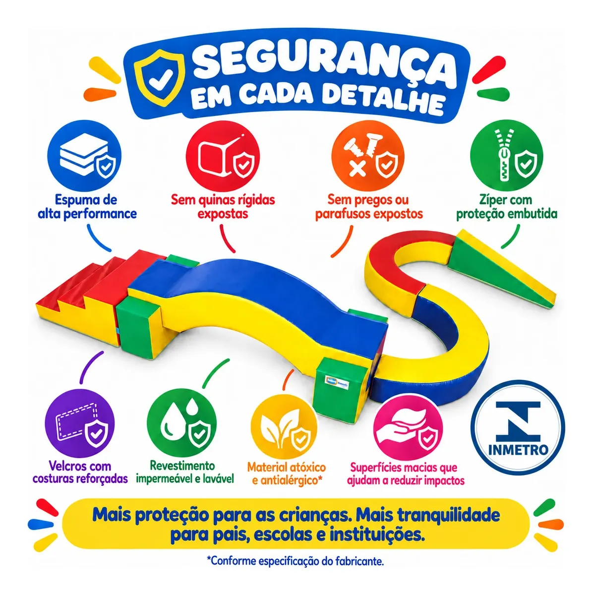 Playground Espumado Ponte de Equilíbrio em S com 7 peças - Master Brink - Imagem 6