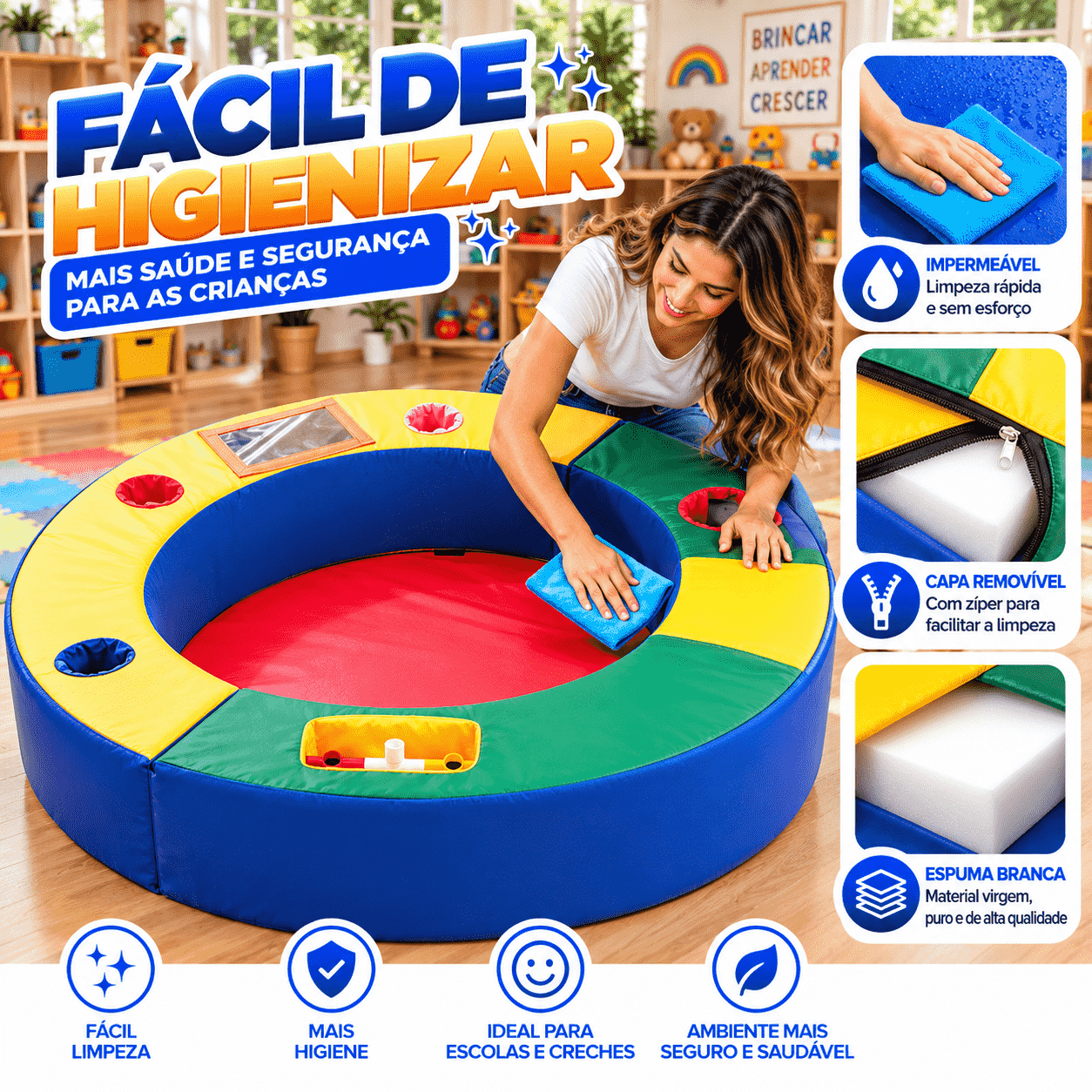 Playground Espaço Baby 1 Espumado com 3 peças - Master Brink - Imagem 8