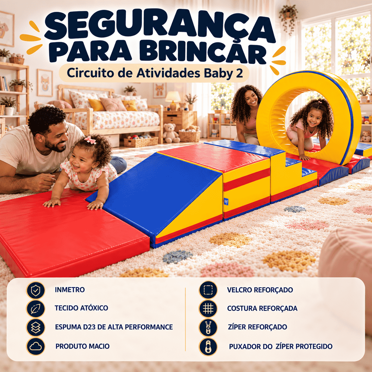 Playground Circuito de Atividades Baby 2 Espumado com 8 peças - Master Brink - Imagem 7