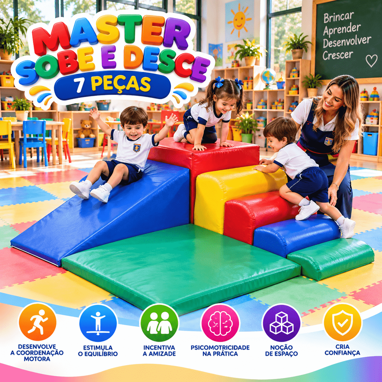 Playground Espumado Master Sobe e Desce com 7 peças - Master Brink - Imagem 3