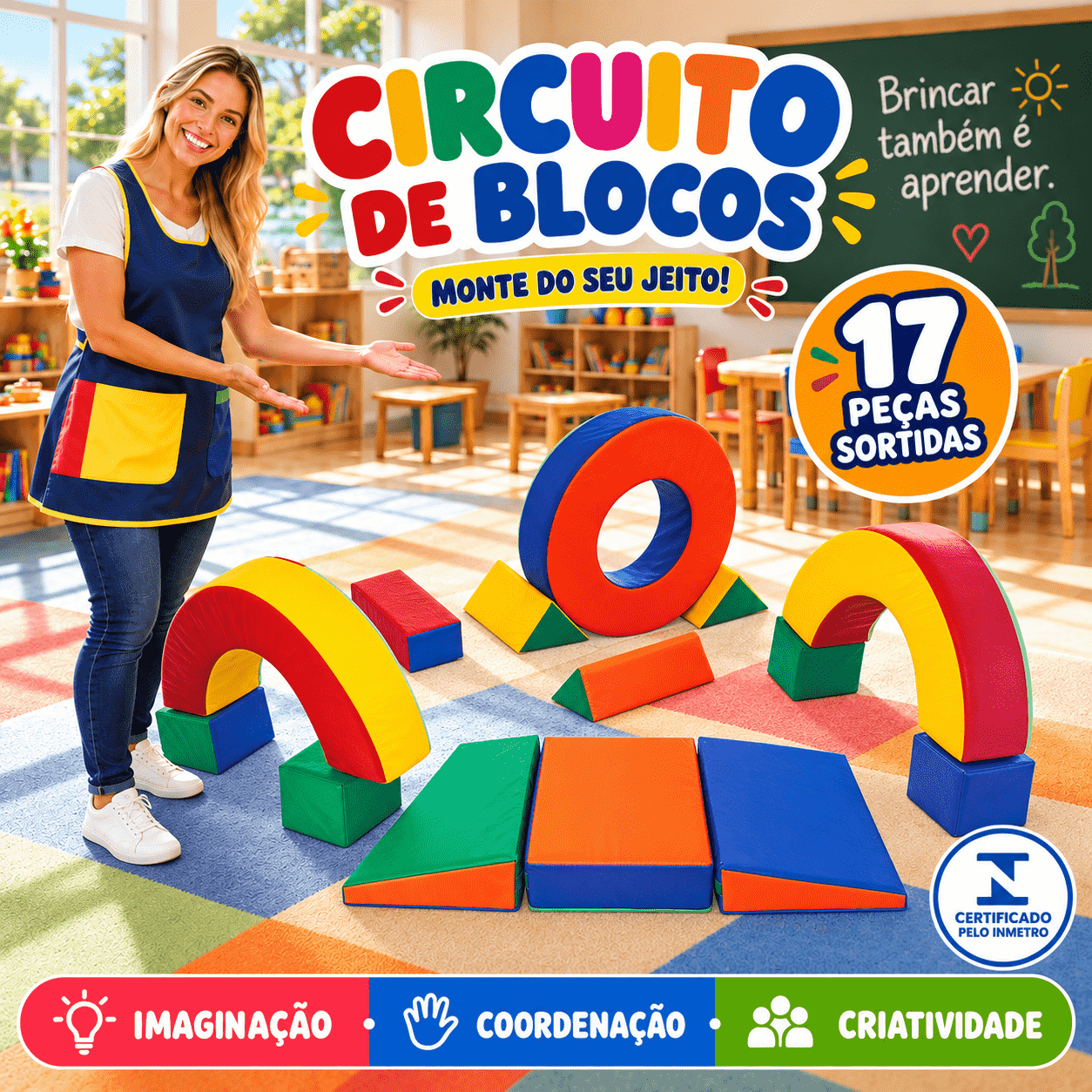 Playground Circuito de Blocos Espumado com 17 peças - Master Brink - Imagem 5