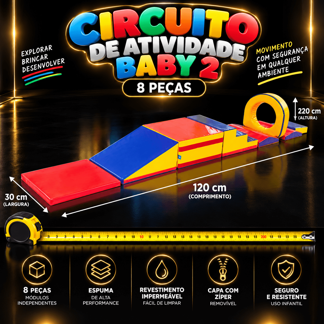 Playground Circuito de Atividades Baby 2 Espumado com 8 peças - Master Brink - Imagem 2