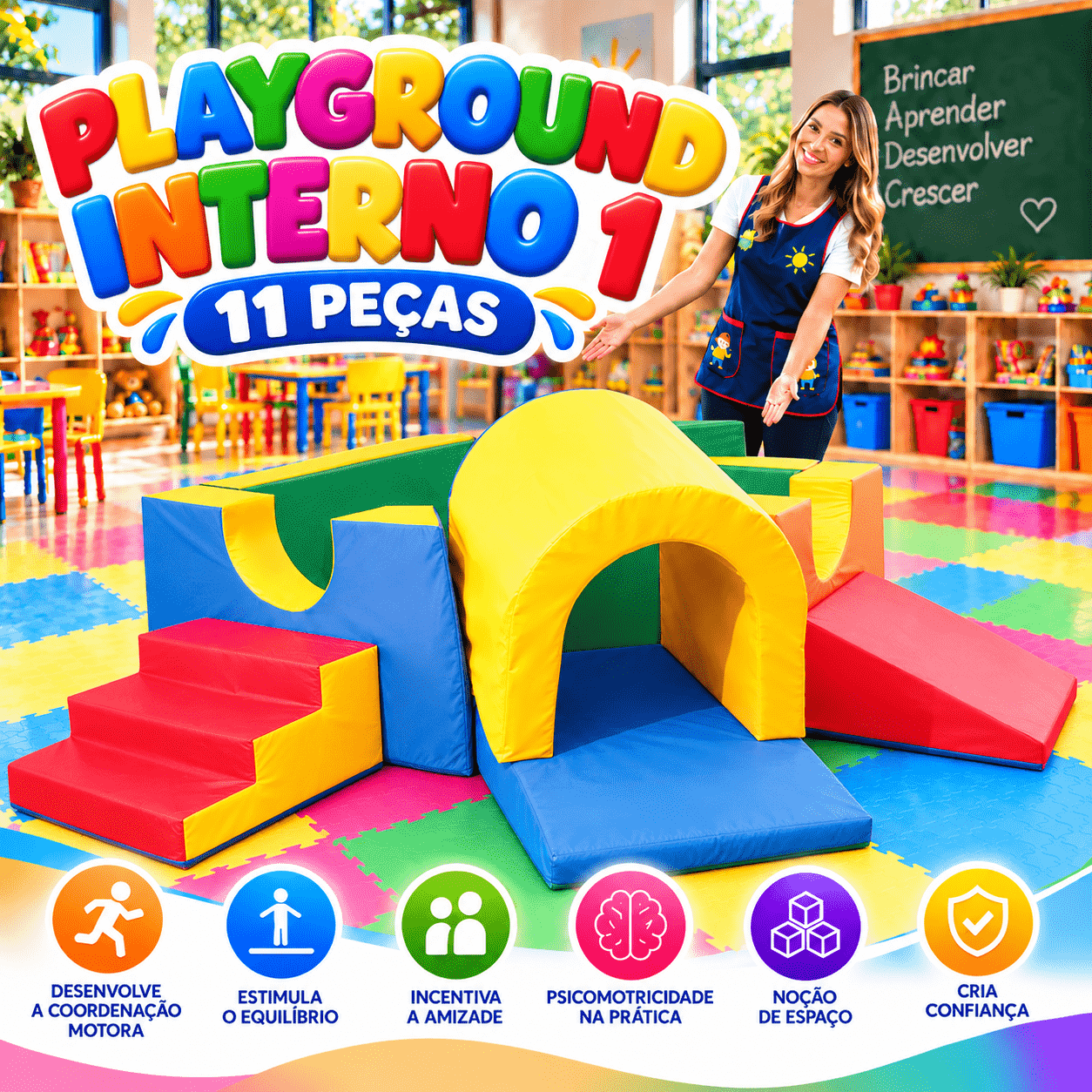 Playground Interno 1 Espumado com 11 peças - Master Brink - Imagem 6