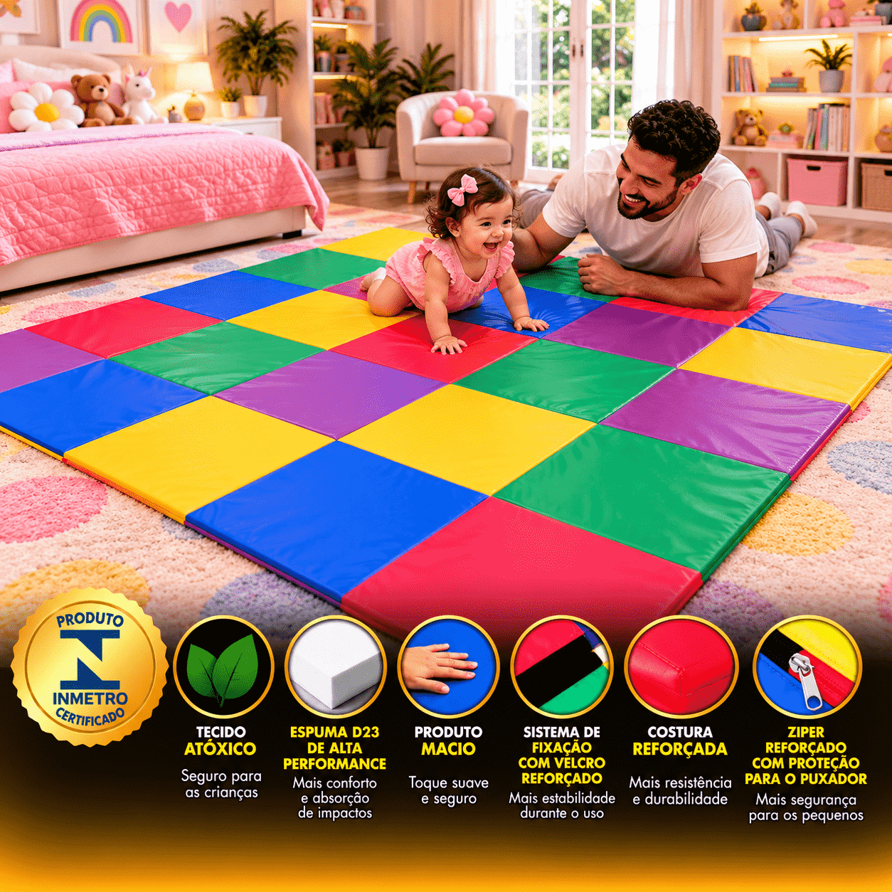 Tapete Multicolorido Espumado 200 x 200 cm - Master Brink - Imagem 7
