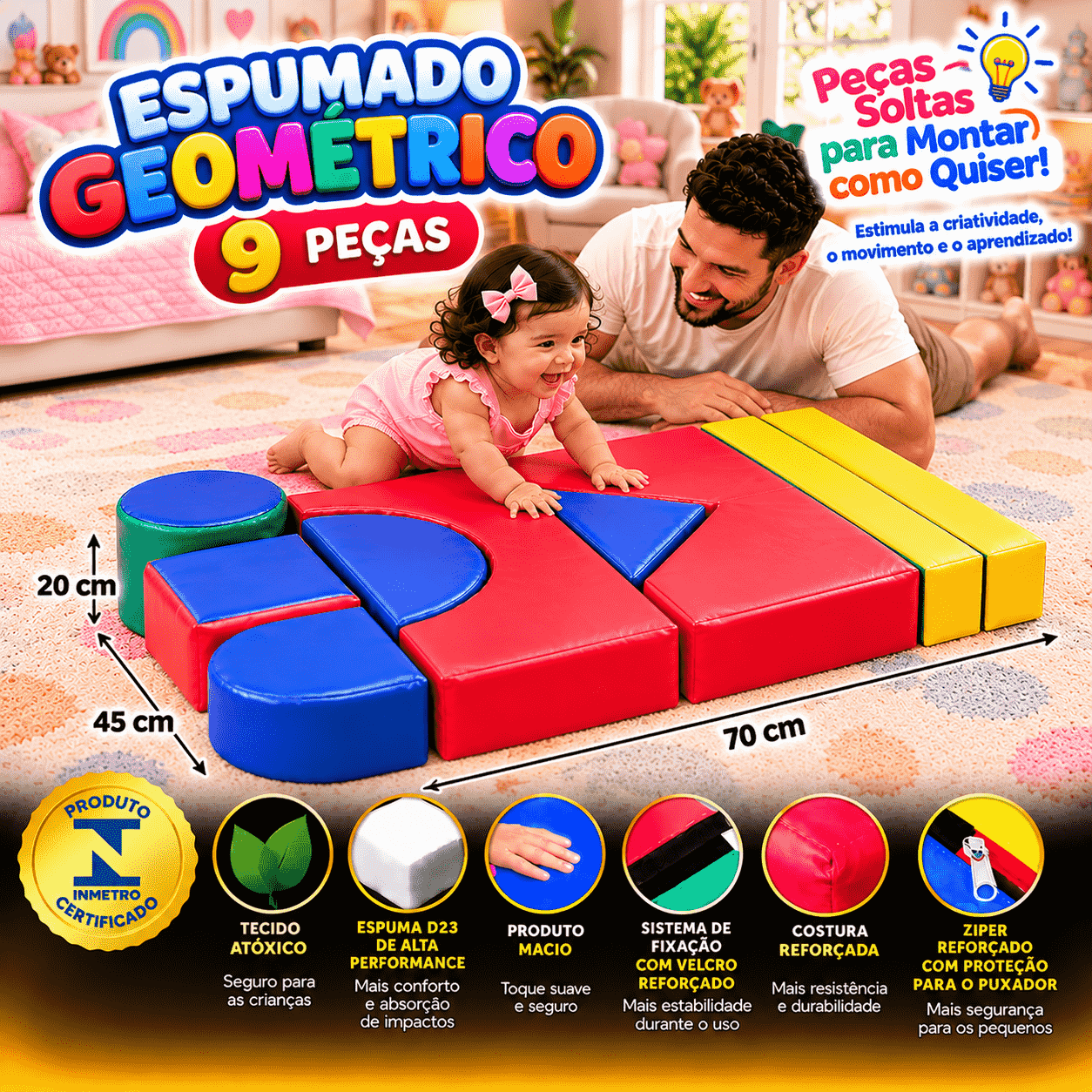 Conjunto Espumado Geométrico de 9 peças - Master Brink - Imagem 5