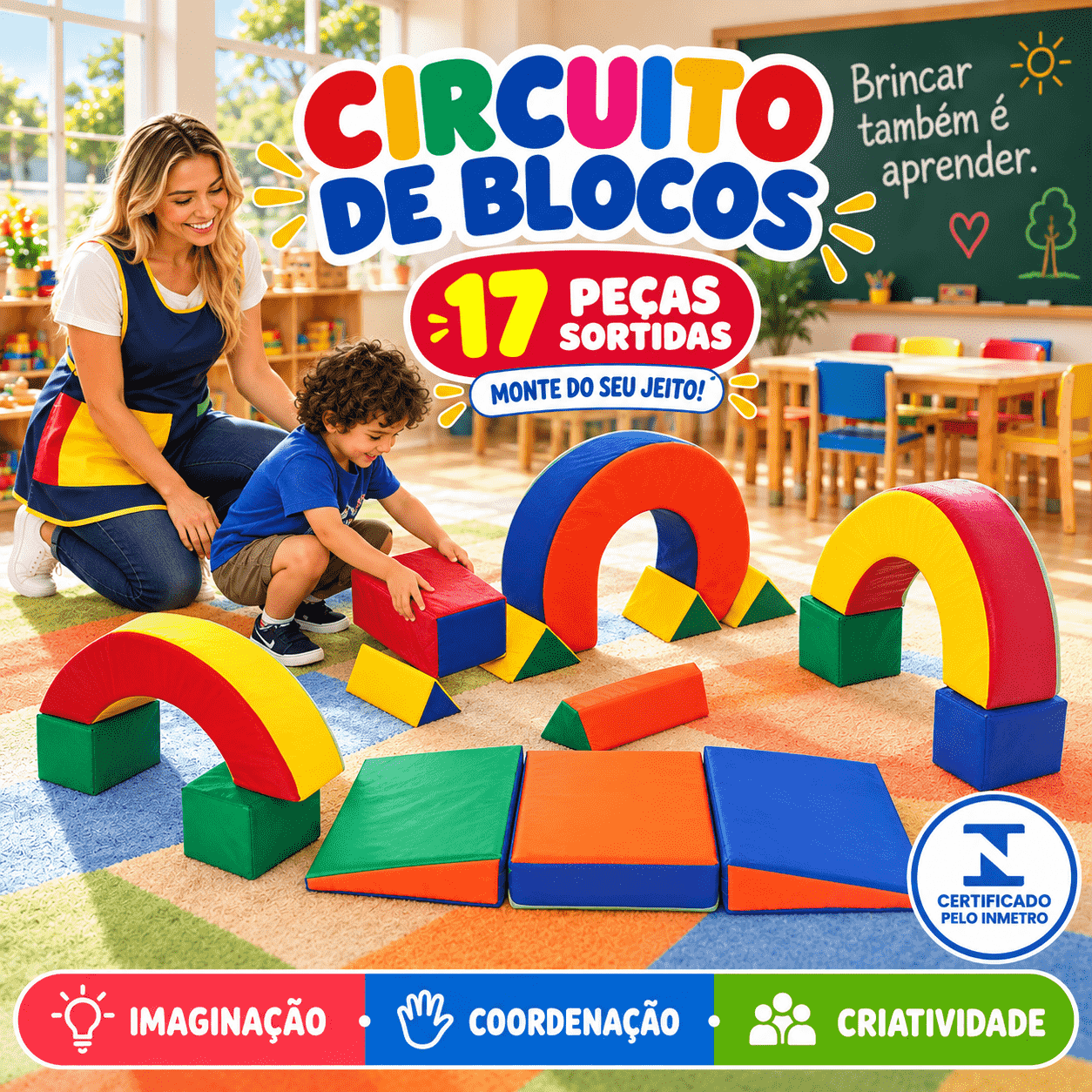 Playground Circuito de Blocos Espumado com 17 peças - Master Brink - Imagem 3