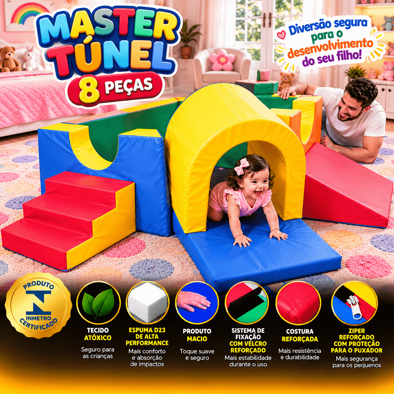 Playground Interno 1 Espumado com 11 peças - Master Brink - Imagem 7
