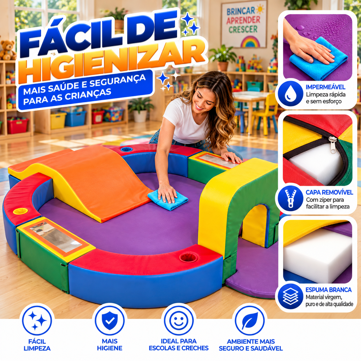 Playground Espumado Espaço Baby 2 com 9 peças - Master Brink - Imagem 7