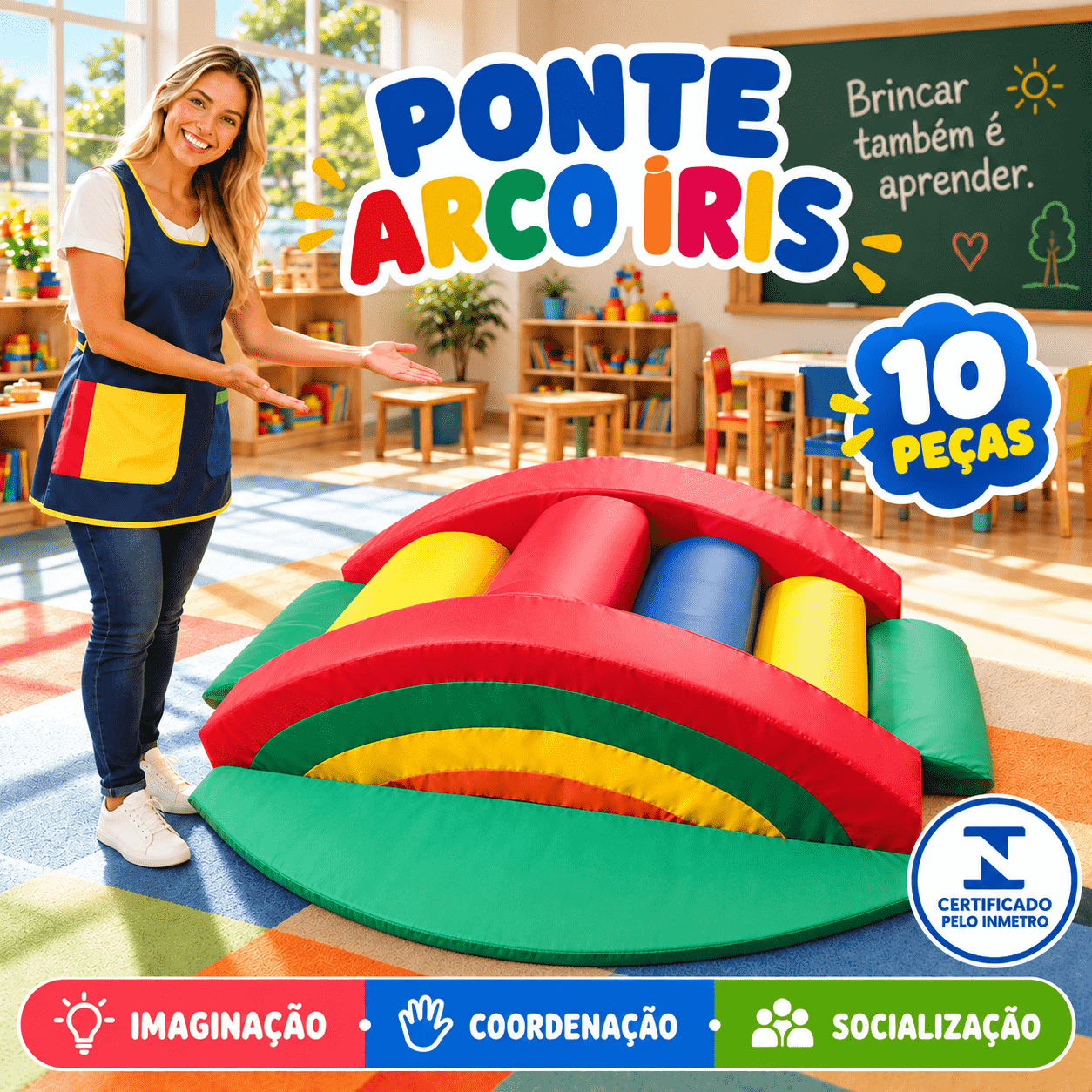 Playground Ponte Arco Íris Espumado com 10 peças - Master Brink - Imagem 4
